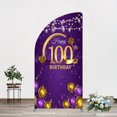 Lofaris Purple Gold Balloons 100th Birthday Half Moon Arch Backdrop